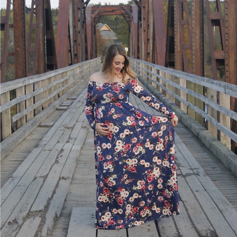 Navy blue floral Pinkblush Maternity maxi dress